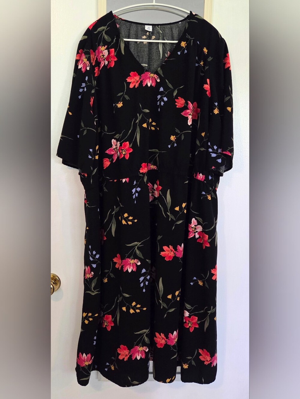 Old Navy Black Midi Dress with Pink Floral Print Women's Plus Size 4x